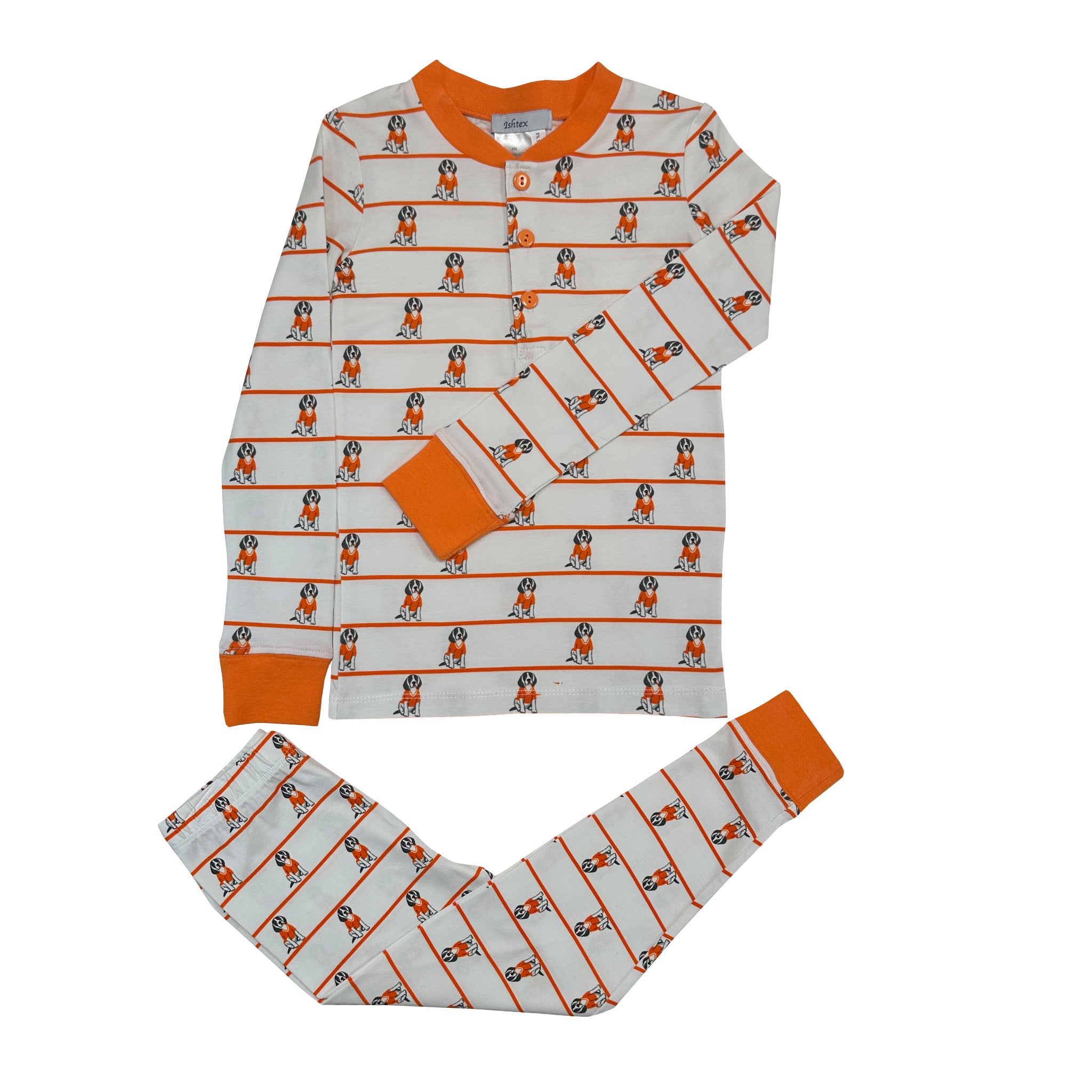 Orange Checks Boys Cotton Pajamas