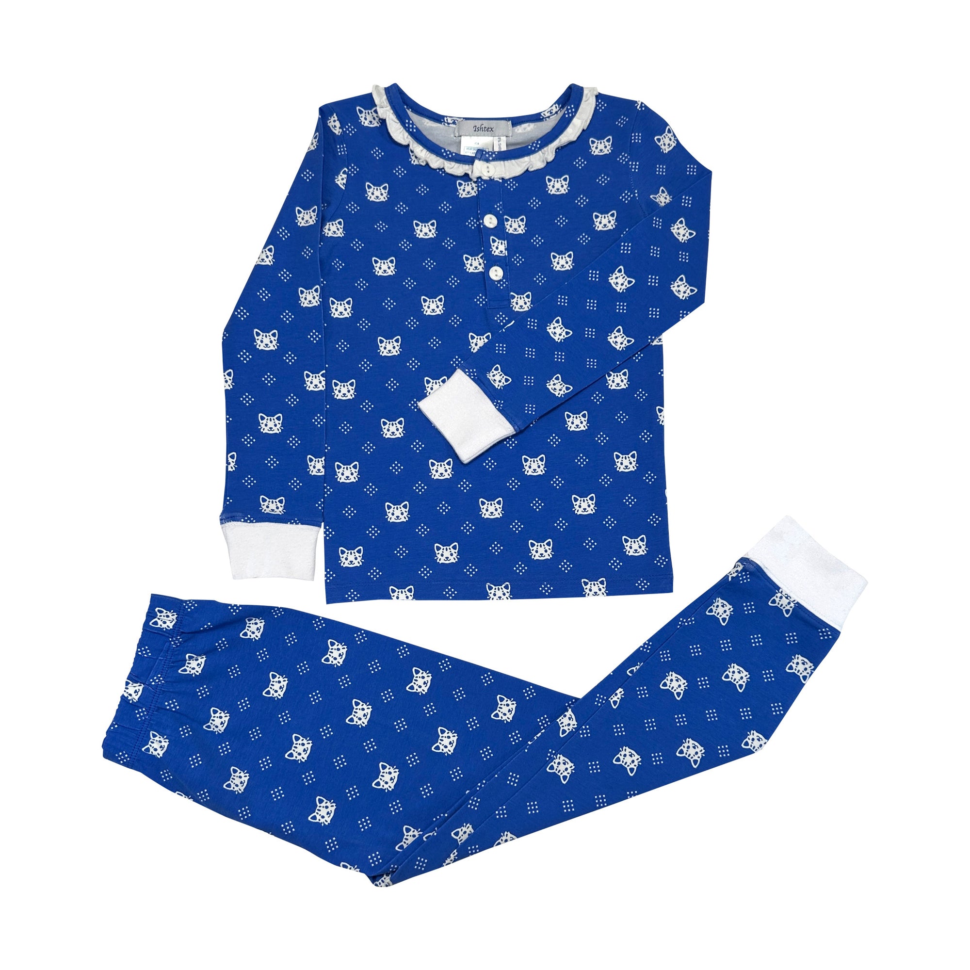 Blue & White Girl's Pajama Set