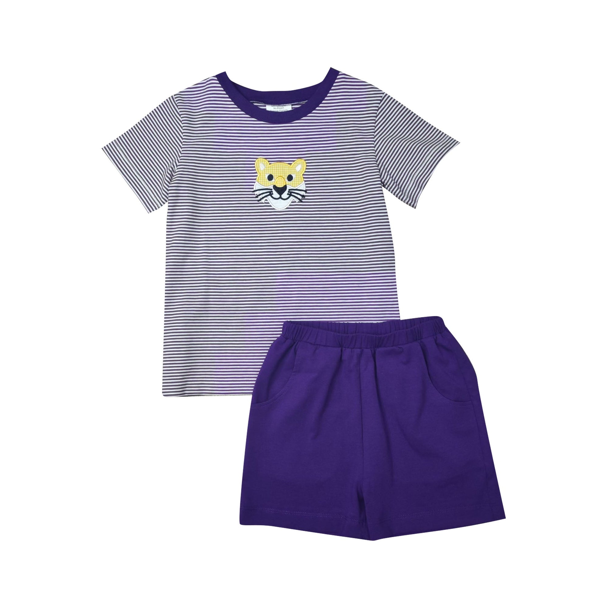 Purple Tiger Boy's Shorts Set