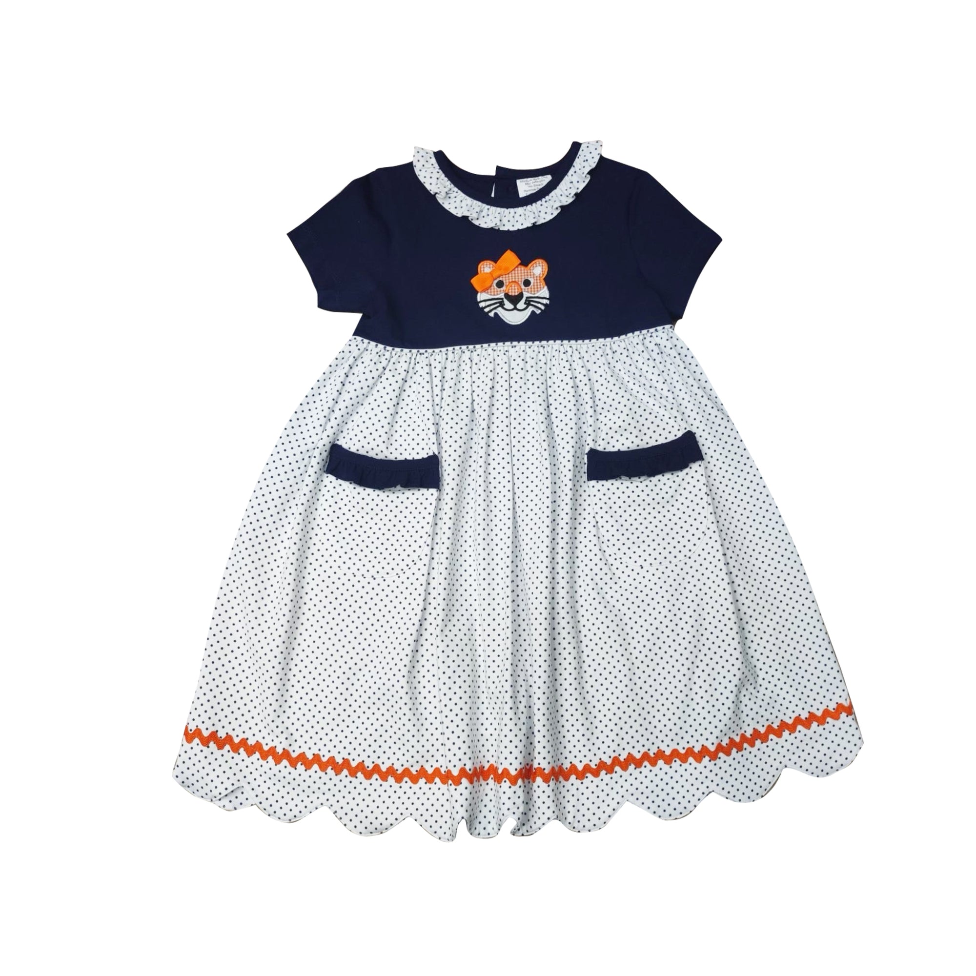 Orange Tiger Applique Girl's Dress