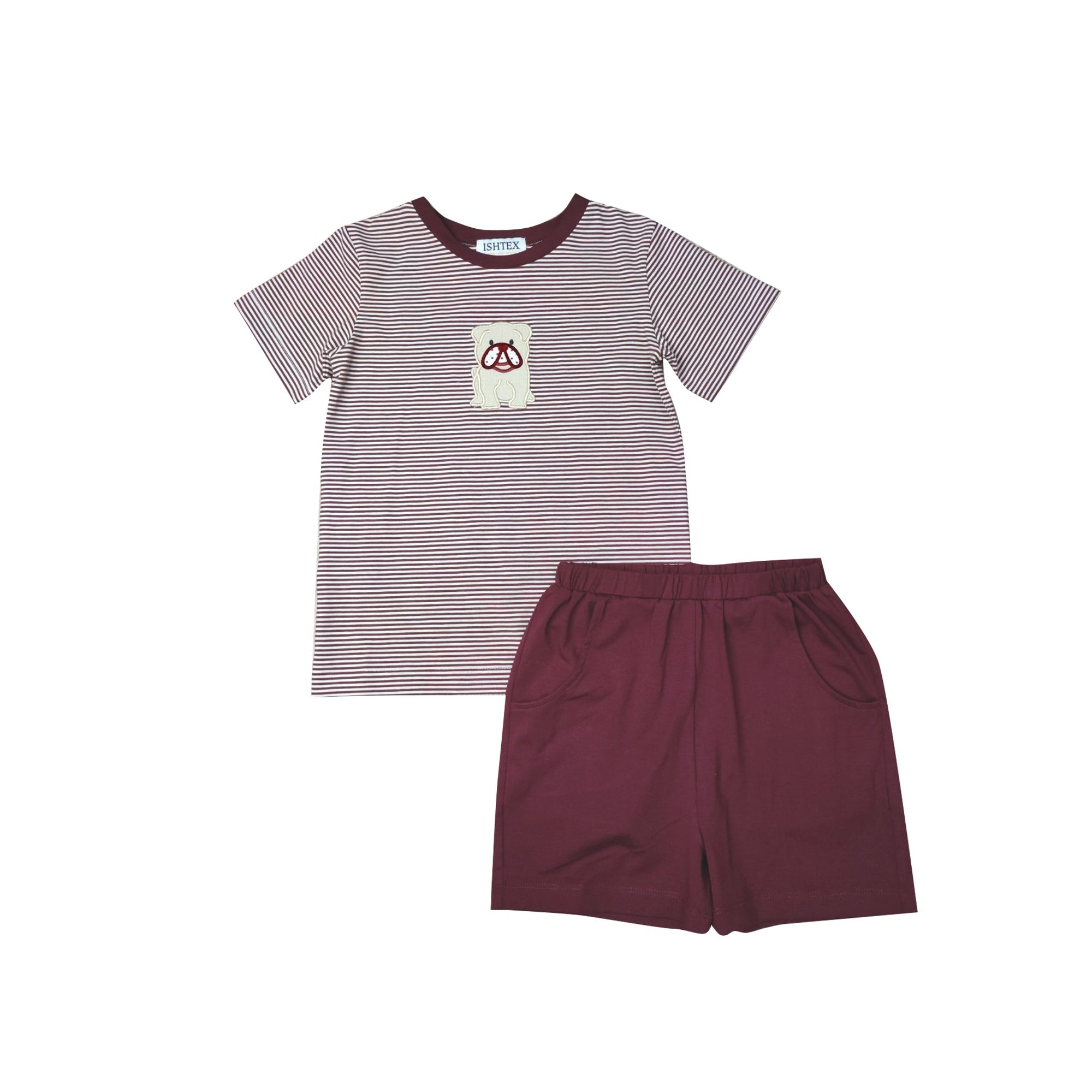 Maroon Bulldog Boy's Shorts Set