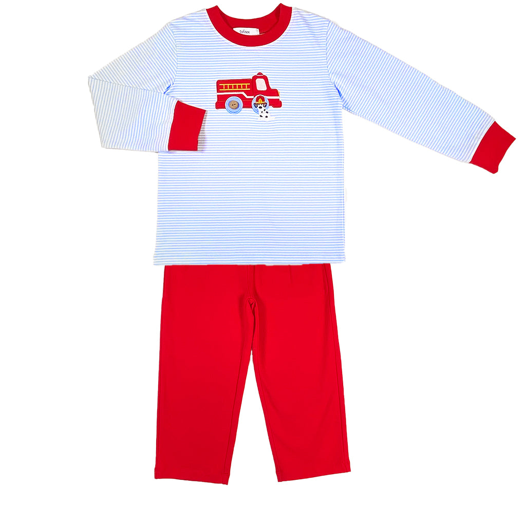 Fire Engine Boy's Pants Set
