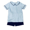 Blue Plaid Boy's Shorts Set