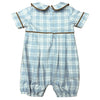Blue & Khaki Plaid Boy's Romper