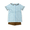 Blue & Khaki Boy's Shorts Set