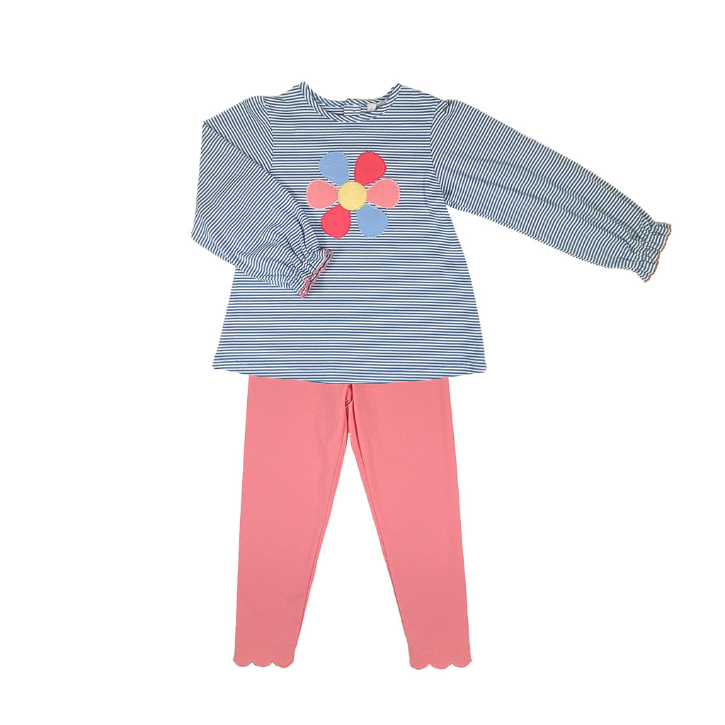 Flower Applique Girl's Leggings Set