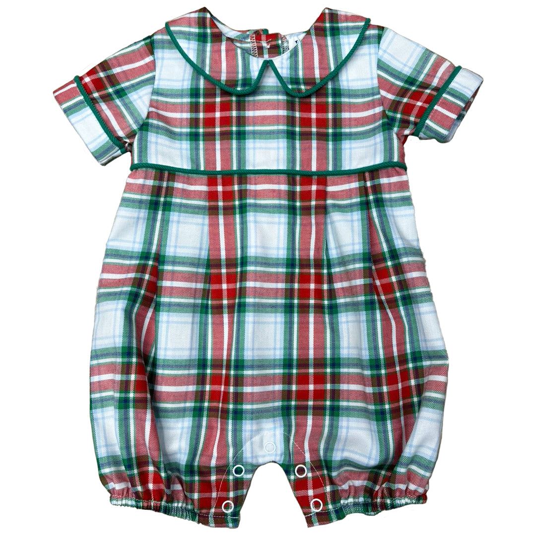 Red & Green Plaid Boy's Romper