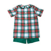 Red & Green Plaid Shorts Set
