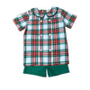 Red & Green Plaid Shorts Set