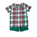 Red/Green Plaid Shorts Set