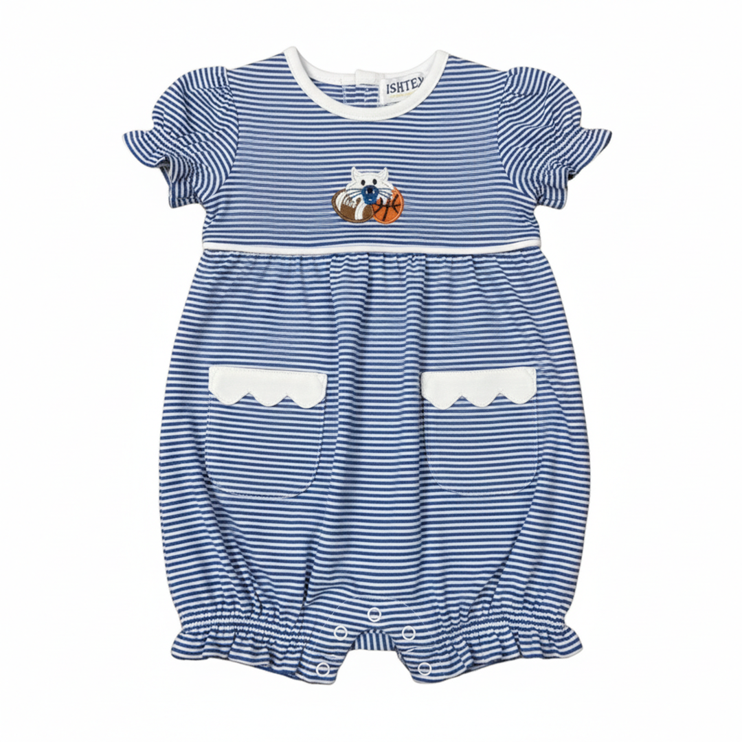 Royal Blue & White Wild Cat Girl's Bubble