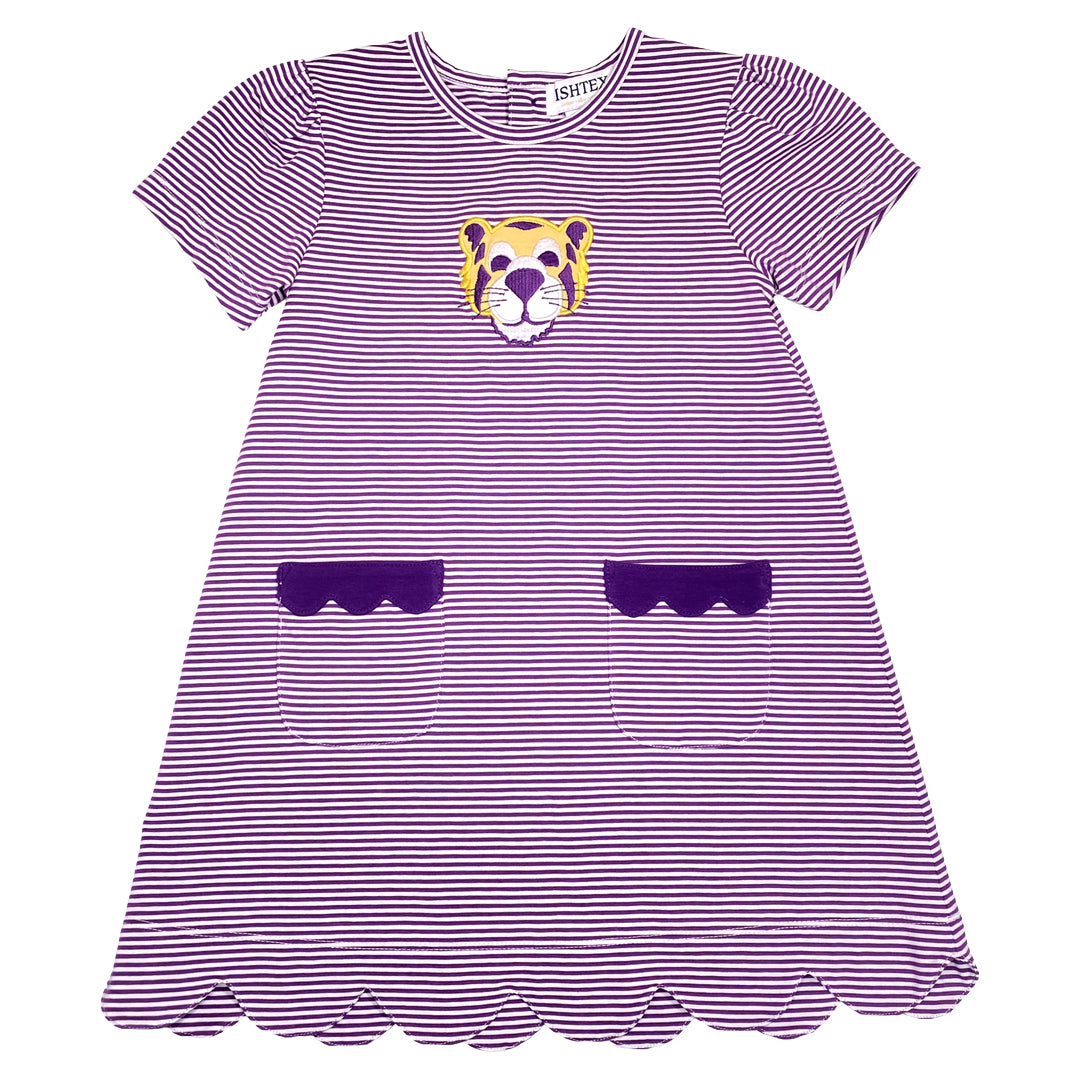 Purple & Gold Tiger Girl's Dress