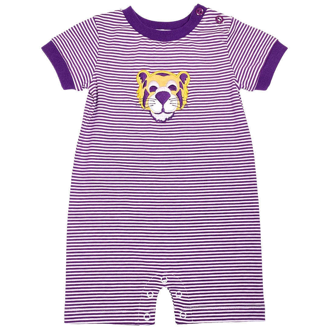 Purple & Gold Tiger Boy's Romper
