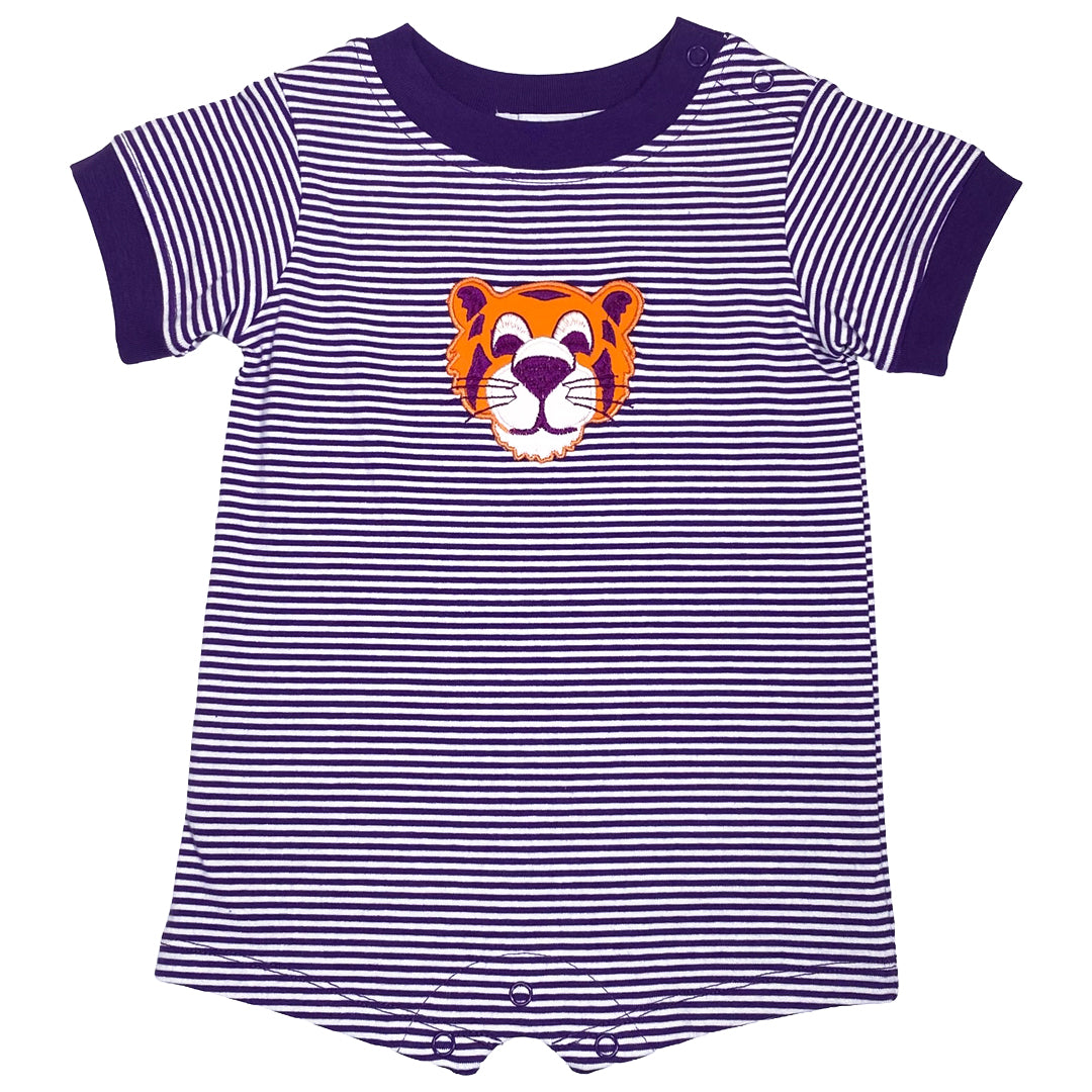 Purple & Orange Tiger Applique Boy's Romper
