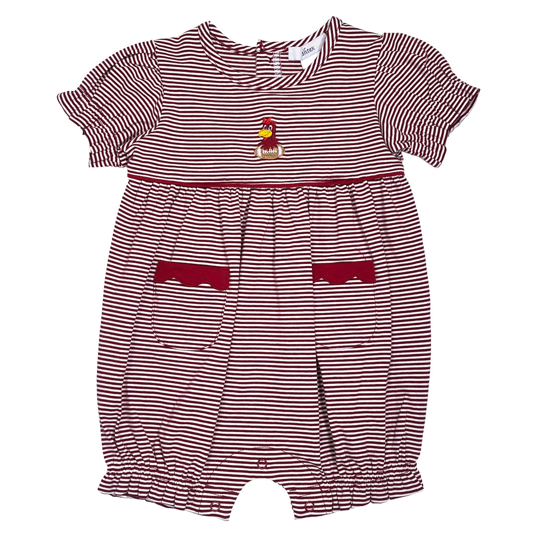 Garnet Rooster Applique Girl's Bubble Romper