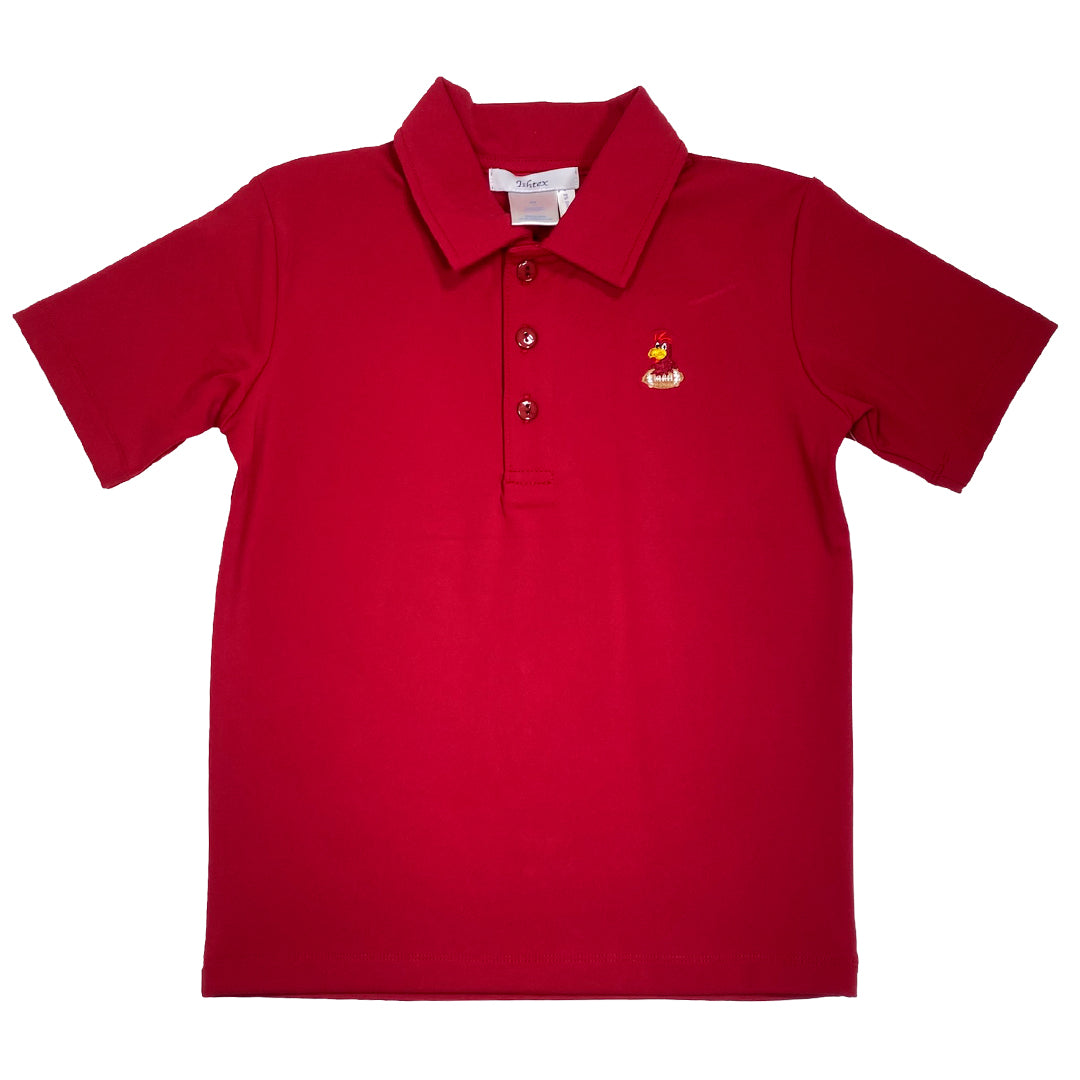Garnet Rooster Applique Activewear Boy's Polo Shirt