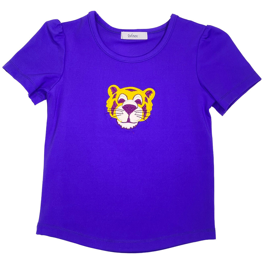 Purple & Gold Tiger Activewear Girl's Top