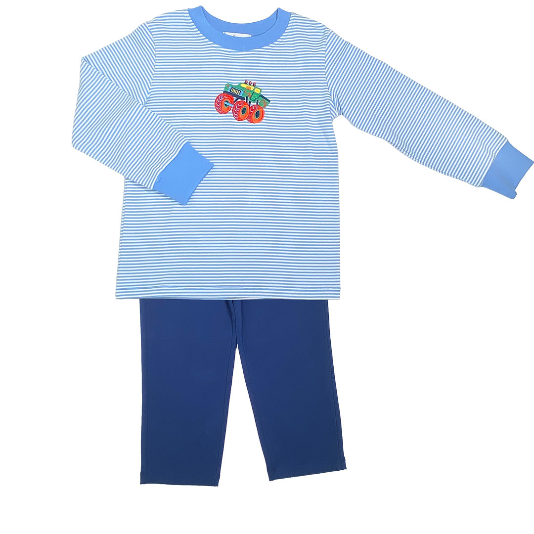 Monster Truck Applique Boy's Pants Set