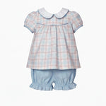 Pink/Blue Plaid Bloomers Set
