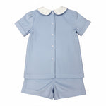 Blue Corduroy Boy's Shorts Set