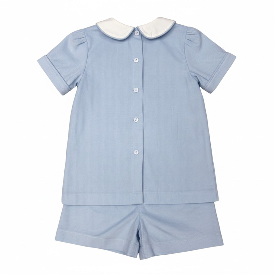 Blue Corduroy Boy's Shorts Set
