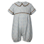 Blue/Khaki Plaid Boy's Romper