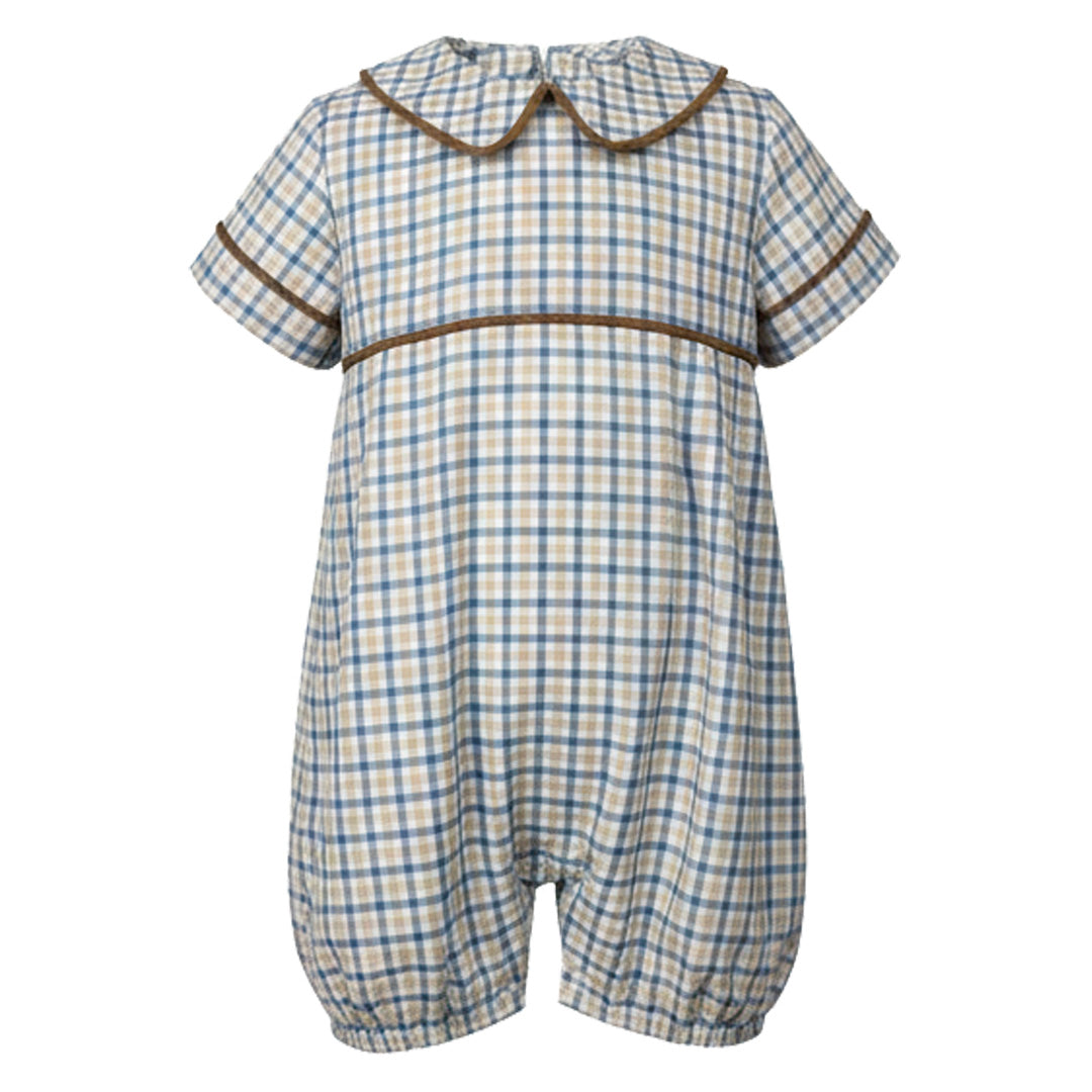 Blue/Khaki Plaid Boy's Romper