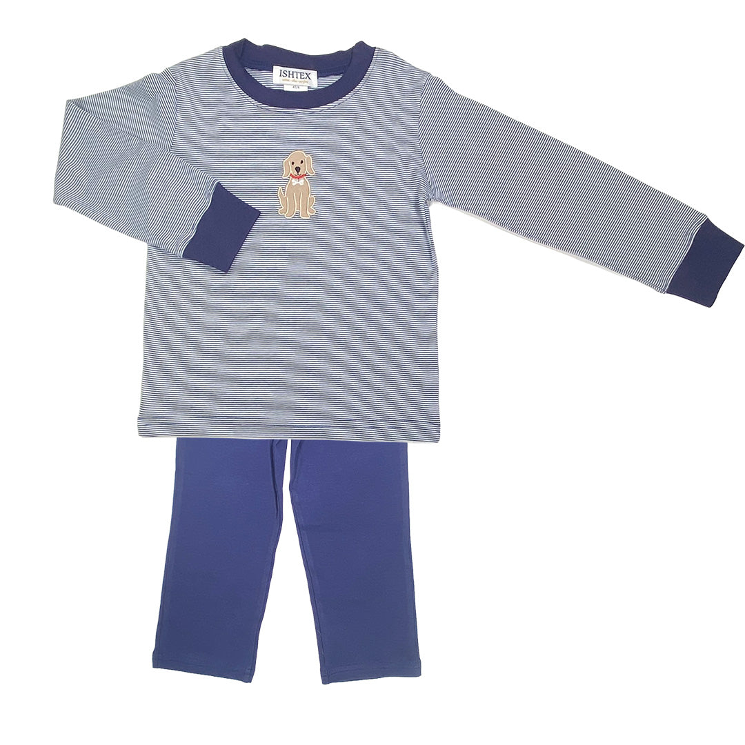 Dog Applique Boy's Pants Set