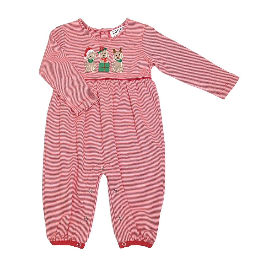 Dog Trio Girl's Romper