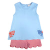 Americana Bow Girl's Shorts Set