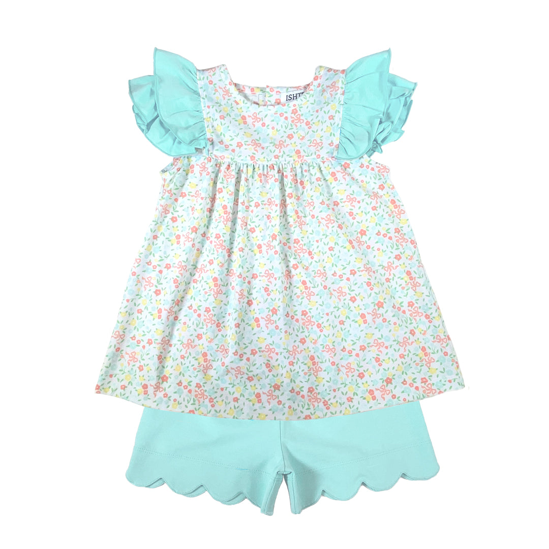 Ditsy Flower Girl's Shorts Set