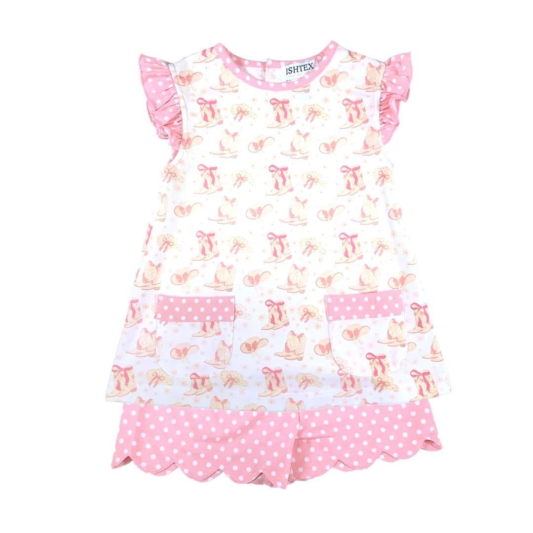 Cowboy Girl's Shorts Set