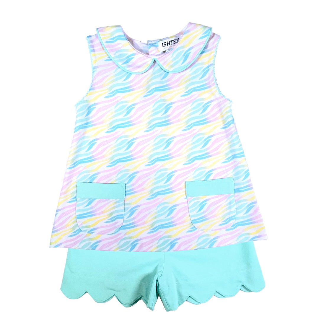 Rainbow Girl's Shorts Set