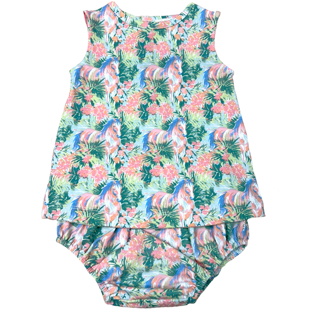 Horse Print Infant Dress Set