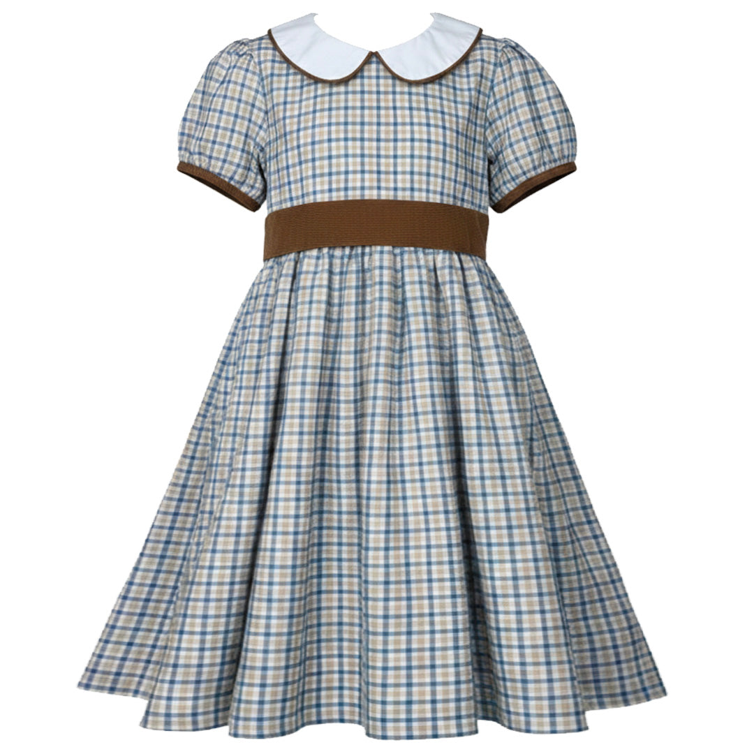 Blue/Khaki Plaid Plaid Dress