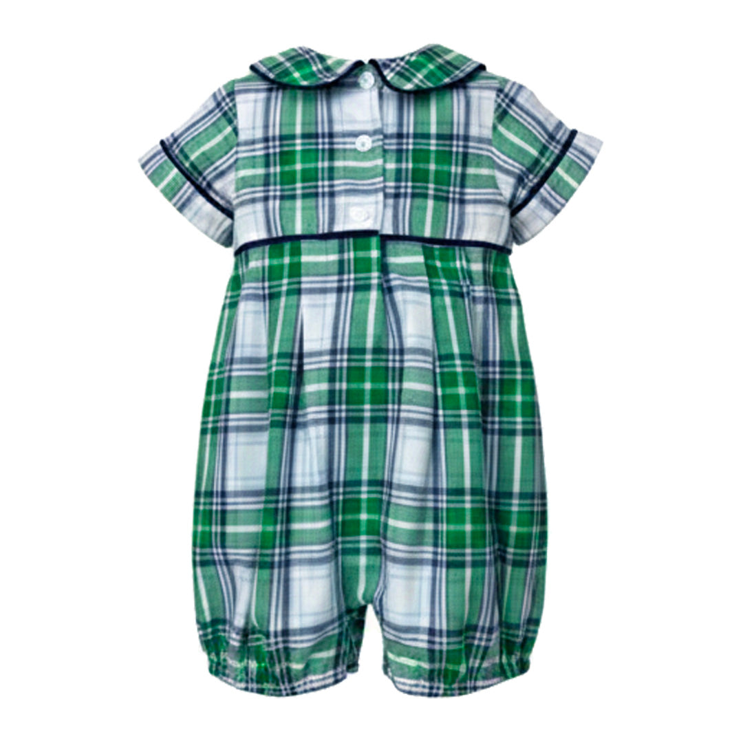 Navy/Green Plaid Boy's Romper